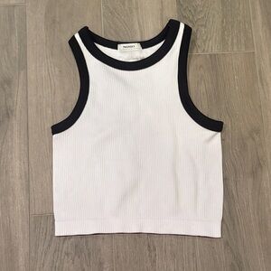 Cotton Candy Girls White and Black Ribbed Tank Top Size M/L
